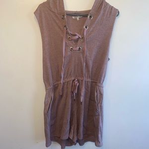 Romper with pockets and hood